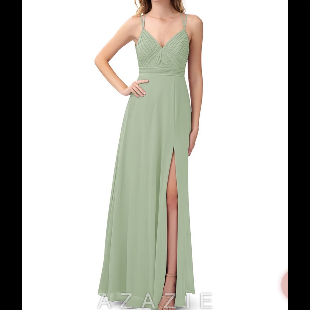Azazie Aubrey Bridesmaid Dress Sage Green